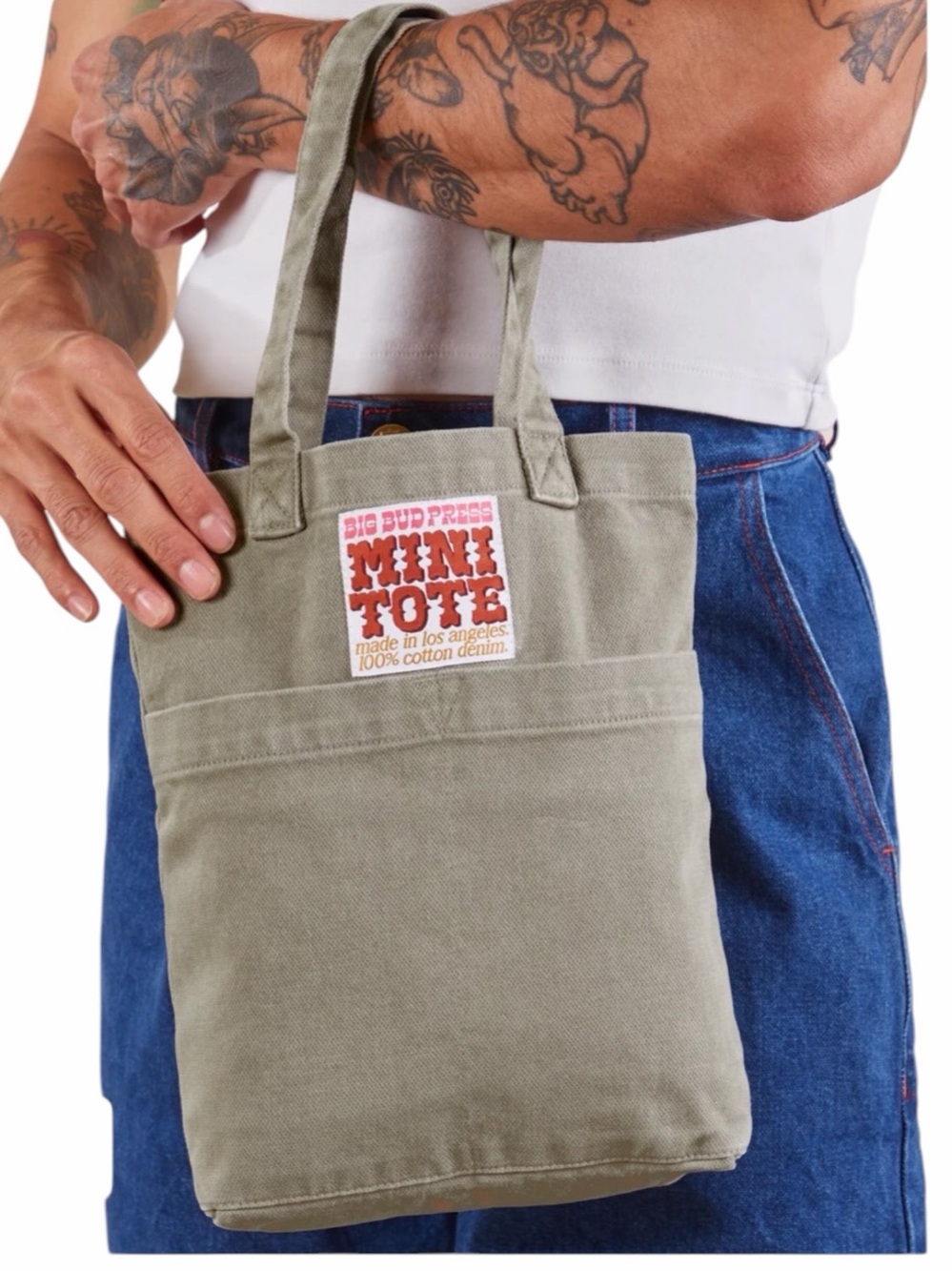Big Bud Press Mini Tote Bag in khaki grey